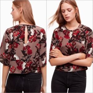 Aritzia Wilfred Cambrai Blouse - Blue Floral - Size Medium